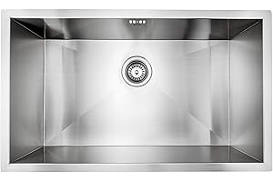 ENKI Large Kitchen Sink Stainless Steel 1 One Single Bowl Rectangular Undermount