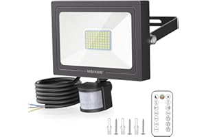 MEIKEE 60W Projecteur Exterieur Detecteur de Mouvement, 3 Modes 6500K Blanc Froid 5200LM Spot LED Extérieur avec Télécommande, IP66 Etanche Eclairage Exterieur pour Jardin, Patio, Garage