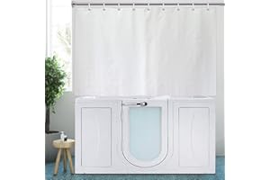 YISURE Extra Short Shower Curtain 102 Drop, White Textured Waterproof Small Shower Curtain for Bathroom Tub, Weighted Bottom and Plastic Hooks 71" x40"/180x102cm