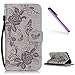 Samsung Galaxy S7 Hülle Glitzer,Samsung Galaxy S7 Hülle Leder,Samsung Galaxy S7 Case Flower Ledertasche Schutzhülle Cover Etui Tasche,EMAXELERS Galaxy S7 Cover Blumen Schmetterling Muster PU Leder Brieftasche Hülle Wallet Case Flip Cover für Samsung Galaxy S7,Bookstyle Hüllen Etui Lederhülle mit Standfunktion und Karten-Slots für Samsung Galaxy S7 (2016),Gray Butterfly Flower