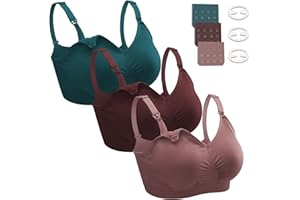Dresime Sujetadores Lactancia, 3 Piezas Sin Aros Sujetadores de Maternidad Ultra Confort Sujetador Premama para Mujeres con con Extra brazaletes y Ganchos