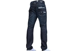 Enzo BNWT Jean bleu délavé pour homme, coupe droite, tous tours de taille et toutes tailles