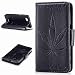 Produktbild Schutzhülle Für Sony Xperia M , pinlu® Handyhülle Hohe Qualität PU Ledertasche Brieftasche Mit Stand Function Innenschlitzen Design Ahornblätter Muster Schwarz