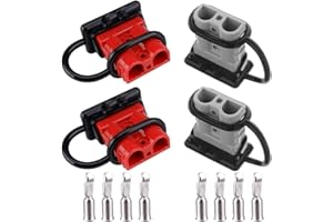 GTIWUNG 4PCS Connettori di Alimentazione 50A 600V, Connettore di Batteria, Batteria a Connessione Rapida 50A Cavo di Cablaggio per Auto, Winch Trailer Verricello, Rosso & Grigio