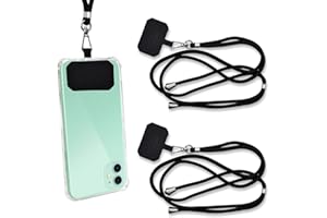 ‎YMIFEEY 2 Stück Crossbody Handy Lanyard Patch Telefon Halsband Lanyard mit abnehmbarem u. verstellbarem Halsband Kompatibel mit den meisten Smartphones, Umhängeband Handykette Universal zum Umhängen(Schwarz)