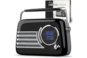 UK TECHNOLOGY LTD Portable DAB/DAB+ Radio, Bluetooth Speaker, Portable Radio, Retro DAB, Radios Mains and Battery, Rechargeable Battery, Large Dial, Vintage, AUX, USB Plug in