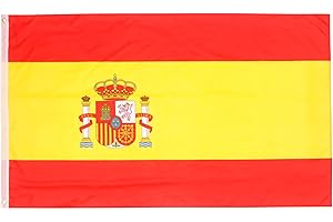 Banderas de aricona – bandera de españa resistente a la intemperie con 2 ojales de metal - bandera nacional española 90 x 150 cm