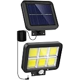 Jouis Kablolu G&uuml;neş Enerjili 120 Cob Led Solar Bah&ccedil;e Aydınlatması - IP65 Su Ge&ccedil;irmez COB LED Hareket Sens&ouml;rl&uuml; Duvar Lambası, 