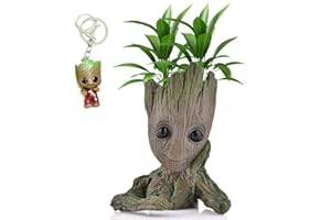 Udream Groot Plant Pot Flowerpot Baby Groot Figures Cute Model, Succulent Planter Cute Green Plants Flower Pot with Hole Groot Pen Holder for Desktop Decoration