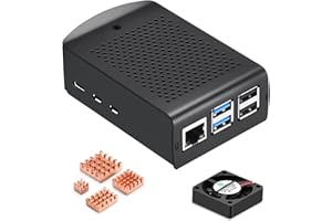 iUniker Boîtier en métal pour Raspberry Pi 5, Pi 5 avec ventilateur PWM de 40 mm et dissipateur thermique en cuivre Support VESA pour Raspberry Pi 5 (ventilateur 4010)