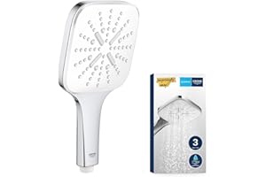 GROHE Vitalio SmartActive 130 Cube|Manopola doccia a tre getti|GROHE Water Saving (portata limitata a 9,5 l/min)|Sistema di fissaggio universale|Bianco|26595000