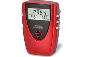 Talking Voice Pedometer with Clock - Red - Count Your Steps and Distance While Exercising by Launch Innovative Products