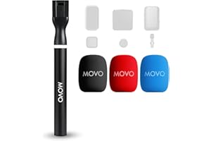 Movo WMX-HM2 - Impugnatura per microfono senza fili per DJI, Rode GO II, impugnatura portatile per interviste con supporto per microfono, adattatore e 3 parabrezza - per YouTube, TikTok, Journalism