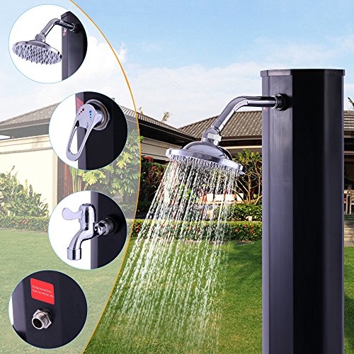 ZELSIUS Solardusche „Parkes“ Gartendusche mit Wasserhahn Pool Dusche 35 Liter Schwarz - 8