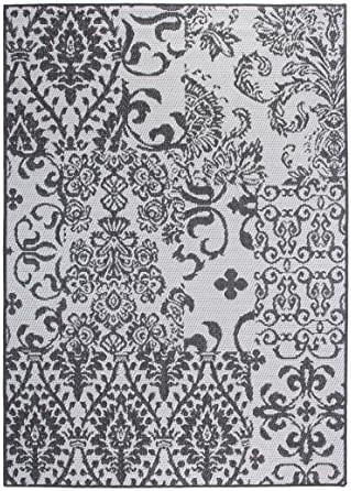 Luxor Living 701940 Outdoor / Woven Area Rug "Fowley", Flat Woven, Ornamental Pattern, 133 x 190 cm, mud / cream