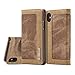 Produktbild iPhone X Hülle, MKOAWA® iPhone 10 Hülle (5,8 Zoll), [Denim Series Wallet Case] Original Premium Leinwand Flip Folio Denim Hülle für Apple iPhone X 2017 (5,8 Zoll) (Braun)