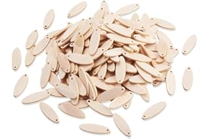 FASHEWELRY 200 ciondoli ovali in legno da 35,5 x 12 mm, grandi ciondoli in legno, per orecchini, collane, gioielli fai da te