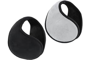 Shengxi Fleece Earmuffs Winter for Men Women 2 Packs Foldable Thick Ear Warmers Windproof Ear Warmers Big Size Cold Protection Ear Warmer Style for Outdoor Cycling Running (Black Grey)