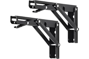 YUMORE Escuadras Abatibles 200mm,Soporte de Estante Plegable Pesado Negro Escuadras para Estanterias de Pared Bisagras Mesa Plegable Bricolaje Ahorrar Espacio, Carga Máxima 136Kg, 2Pcs