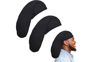 Ruisenda 2pcs 20inch Unisexe Dreadlock Cap Cheveux Longs Dreads Head Pack Large Extensible sleephat Accessoires de Cheveux Mens Ladies sleephat, Noir