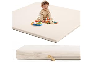 Beauenty Stylish Baby Play Mat for Boys or Girls - 120 * 120 * 3cm, Made of Extra Thick, Super Soft Synthetic Leather, Waterproof, Non-Slip and Easy to Clean (Beige)