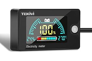 diymore 12V Battery Monitor DC 8-100V Battery Capacity Indicator Suitable for Measurement lithium/lithium Iron/Lead-Acid Batteries,Digital Car Voltmeter With Low Voltage Alarm Function