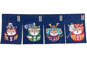 CoolChange Cortina japonesa para puerta, 85 x 30 cm, puerta Noren de tela (azul, 85 x 30 cm, Daruma con Shiba Inu)