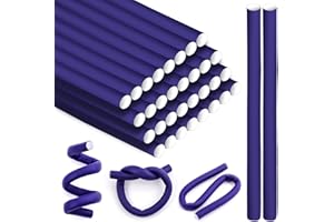 JINSION 30 Pièces Bigoudis Cheveux Mousse Torsadée Flexible Boucleur sans Chaleur Violet Roulage Heatless Hair Curlers pour Femmes et Filles