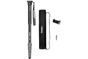 Manbily 65-Inch Camera Monopod, 5 Sections Aluminum Travel Monopods for Cameras Canon Nikon Sony DSLR Video Camcorder, Compact Portable Lightweight (E-222) Red