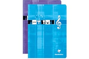 Clairefontaine 3114C Zeszyt zszywany do muzyki – Format: A4 21x29,7 cm – 48 stron – 10 pięciolinii z liniami – Papier biały 90 g – Okładka kartonowa powlekana – Kolor losowy