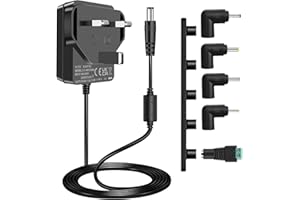 AMZFWING 9V 1.5A Power Supply Adapter Cord Center Positive Port, 100V - 240V AC to DC 9Volts Transformer UK Plug, fit for 9Vdc 0.1A -1.5A 1A 0.5A Arduino UNO R3, Schwinn Bike A10 140 170.