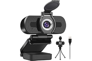 LarmTek Full HD webcam 1080p video camera with webcam cover,USB webcam with built in microphone, mini plug and play for desktop, notebook, PC, ideal for conferences, live transmissions and video calls