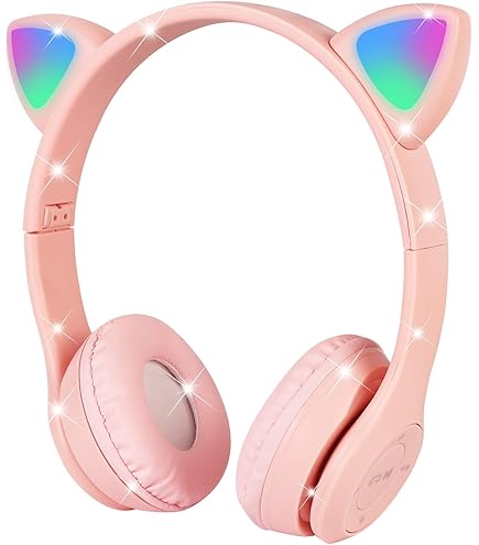Cuffie Bluetooth Per Bambini Con LED - Limitazione 85dB, Pieghevoli, Rosa - Foto 10
