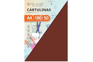 OFITURIA Pack 50 Cartulinas Color Marron Tamaño A4 180g