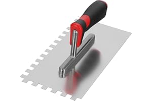Kotarbau® Truelle de lissage en Acier Inoxydable 270 x 128 mm avec Denture 10 x 10 mm pour Pose de carrelage, Disque de lissage, avec poignée Souple