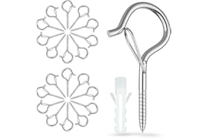 CARVE IDEAS 20 Pièces Crochets À Vis, Crochets À Vis Avec Verrouillage, Crochets De Plafond Pour Paniers À Plantes, Nichoirs, Carillons Éoliens Et Lumières, Crochets Muraux Pour Intérieur Et Extérieur Argent