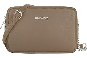 David jones - Damska Torba na Ramię Kwadratowa - Mała Torebka łańcuszek Skórzana PU - Crossbody Messenger Bag - Torba Wieczorowa Clutch - Modna Elegancka - Beżowy