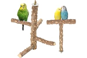 Honicemar 2 Pz Posatoi in Legno per Gabbia per Uccelli Supporto per Uccelli Giocattolo per Pappagalli, Posatoio per Pappagalli Piccoli e Medi Favorisce l’Esercizio Fisico e il Benessere Mentale