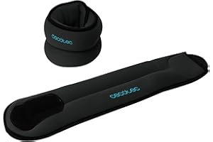 Cecotec Pesi per Caviglie e Polsi Regolabili Drumfit AnkleBell 1000 Neo, Set di 2 Cavigliere Regolabili con Velcro, Peso di 1 kg / 2 kg / 2,5 kg, Riempite di Sabbia, Dimensioni 28x10x3.5 cm.