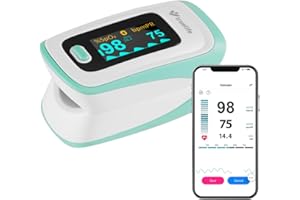 ‎TRUELIFE TrueLife Oximeter X5 Bluetooth und App, Messung der Sauerstoffsättigung, der Herzfrequenz und des Perfusionsindexes, 6 Anzeigemodi, akustisches Signal für Pulsfrequenz, Gürteltasche und Umhängeband