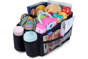 INFANZIA Car Seat Organiser Durable Oxford Front Seat Organizer Foldable Front & Back Seat Organiser Box Car Organiser for Kids with Seat Belt and Cup Holders