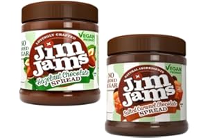 SNACKIFY Jimjams Plant based Vegan No Added Sugar Salted Caramel & Hazelnut Chocolate Spread 350g | Healthy Diabectic Belgium Choco Spread | Ideal on bread & breakfast & Baking Cakes, Pancakes, (2, Mix)
