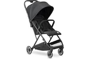 Deryan Easy Travel Buggy - Pour enfants de la naissance jusqu'à 22 kg - Avec fonction couchage - Ultra légère 7,5 kg - Pliable d'une seule main - UPF 50+, panier jusqu'à 3 kg (noir)