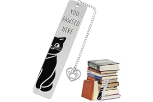 CHENGJIN Stainless Steel Metal Cat Bookmark - Cute and Funny Gifts for Cat and Book Lovers With Ten-Piece Kit (#1)