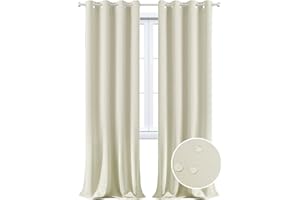 MAXIJIN tende impermeabili per finestre isolate Tende scure morbide per camera da letto 2 pannelli tende isolanti termiche con occhielli per interni, soggiorno (L 140x A 280 CM, Beige)