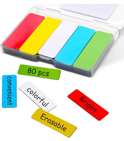 54 Étiquettes Magnétiques Effaçables 8x3cm - Memo Tableau Blanc Pour Frigo, Bureau Et Classe