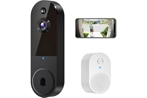 SHARKPOP 1080p Smart Wireless Video Doorbell Camera, Chime Ringer Included, AI Human Detection, 2-Way Audio, Live View, 2.4G WiFi, Night Vision, Cloud Storage, Battery Powered.