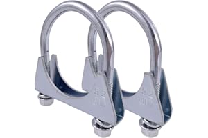 ATOKRTACT 2 Pcs Heavy Duty Exhaust U-Clamps 52-102 mm Saddle Style Muffler U-Bolt Clamp, Stainless Steel