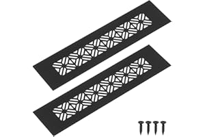 sourcing map 2Pcs Aluminum Alloy Air Vents, 200 x 50mm / 7.9 x 2" Rectangle Louvered Ventilation Grille Cover with Mounting Screws for Door Cabinet Wardrobe, Matt Black