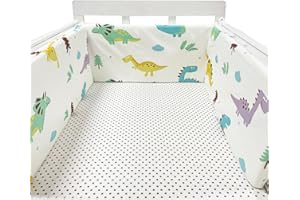 AOCASE Paracolpi Lettino e Culla Neonato Cotone Paracolpi Lettino Paracolpi per Lettino con Cinghia Fissa Paraurti COT Morbida e Traspirante Air Mesh Paracolpi Culla Lavabile,No21,120cm